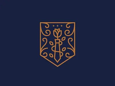 Gentlemen's Denim branding crest denim fashion floral identity illustration logo logo design rose shield tie