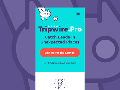 Tripwire mobile landing page animal branding cat landing page logo marketing page mascot mobile sketch ui ui design