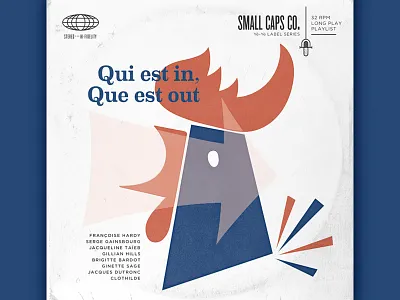 Yé-yé Mixtape album art design french gallic rooster illustration mid century mixtape playlist record cover rooster spotify yé yé