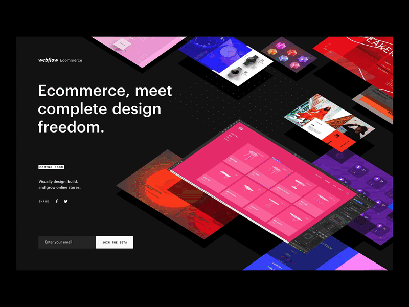 Webflow Ecommerce: Beta coming soon animation beta color design ecommerce isometric web webflow