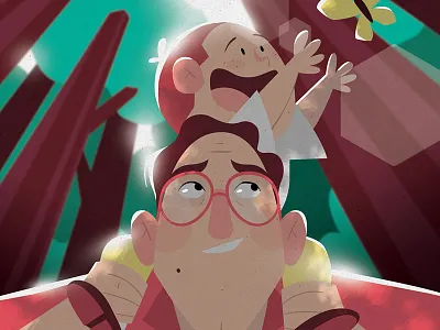 Let's Keep Smilin' butterfly dad forest gaspart happy illustration light smile son sun tree warm