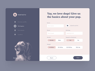 Create your pet profile adobe xd form design free download input pets profile sign up toggle ui kit upload