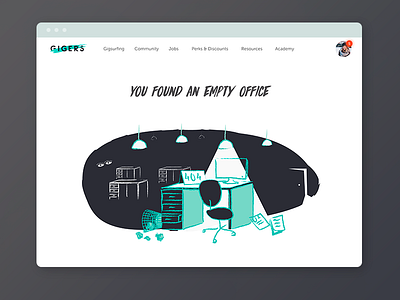 404 for Gigers 404 digital nomads gigers illustration officeless page not found product design visual design work remote