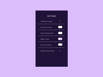 Daily UI #007 - Settings daily ui dailyui dailyui007 nightmode settings toggle ui user interface