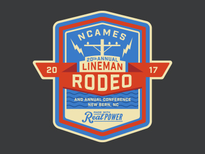 NCAMES Lineman Rodeo Logo badge branding coast lineman logo retro rodeo vintage