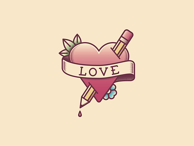 Lovely Tattoo airbrush banner flower heart illustration jerry leaf love mom pen pen tool pencil sailor scroll simple stab stipple tattoo vector vintage