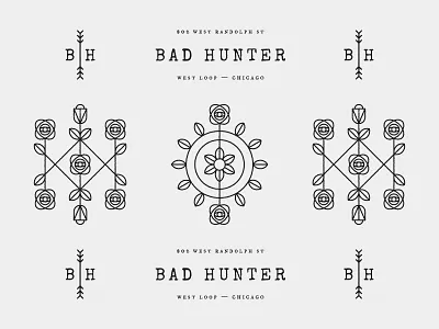 Bad Hunter bad branding chicago flower hunter identity illustration restaurant