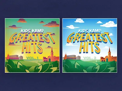 Vacation Bible School Greatest Hits album cover buildings cd clouds dawn day illustration music sunrise type vacation bible school