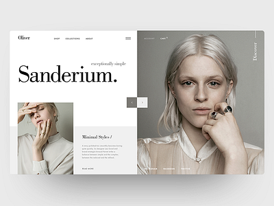 OLIVER concept designer fashion interface landing layout minimal ui ux