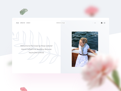 Grace by Marje branding ecommerce gray jewellery minimal nature peony pink shop ui ux web
