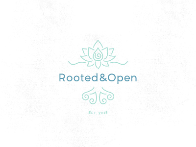 ROOTED&OPEN branding logo lotus roots spiral