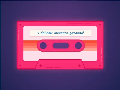 Dribbble Invite Giveaway 80s cassette draft dribbble dribbble invite giveaway invitation invite mixtape retro