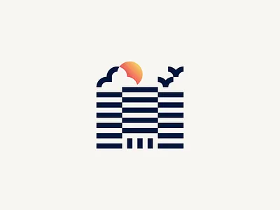 Apartments By The Sea architecture branding building geometry house icon identity illustration logo logotype minimalism real estate