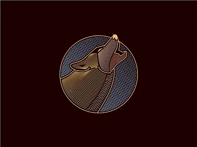 Golden Wolf animal line line work loyal stroke wild wolf