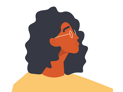 Characters character curls face gestures glasses hairstyle illustration mouth orange woman