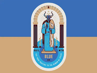 Blue Ox Vail Ski Run Poster illustration mountain skiing snowboarding vail