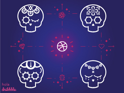 Dribbble hola blue culture design dia de los muertos graphics hola illustration mexican skull