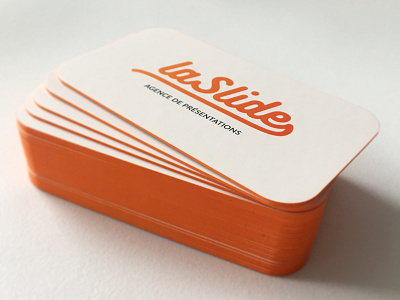 La Slide - Business Cards beautiful brand business cards colored edges colorful logo oranges round corner paper presentations print