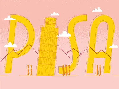 Pisa coral gold illustration illustrator italian lettering modern pink pisa texture typography vector