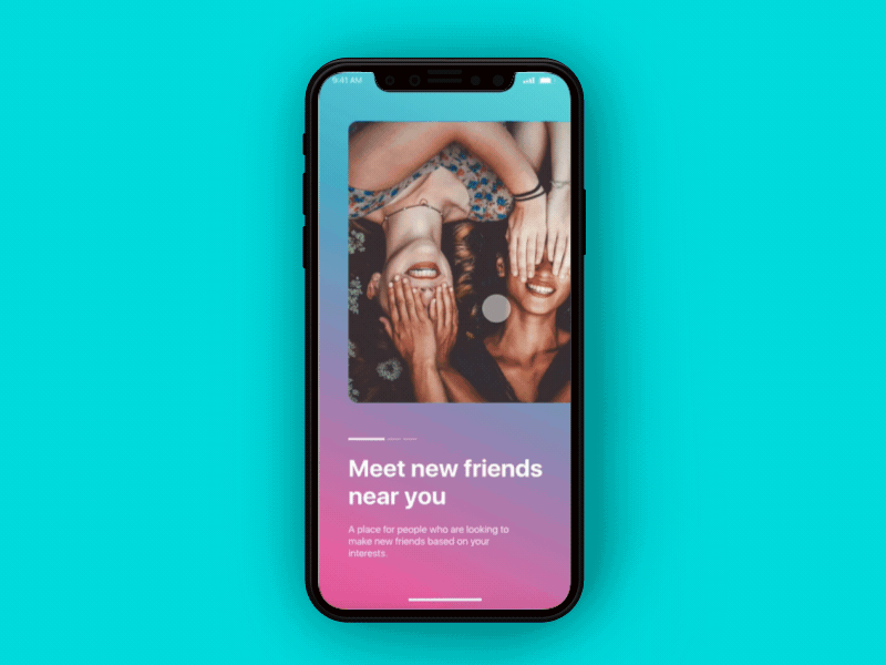 Social App Walkthrough app design designercize flinto ios iphone x swipeable ui walkthrough