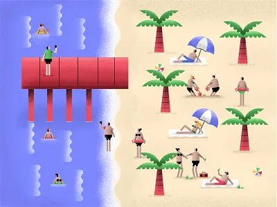 Summer is here background design editorial icon illustration poster summer texture vector