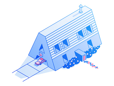 Alphabet City - A a alphabet car city frame gradient house isometric shutters stroke vector windows