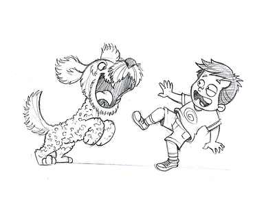 Sammy is scared but puff loves him boy cartoon character design dog kids pencil sketch puff scared sketch