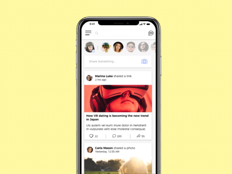 Peek Menu design experience feed interface ios iphone iphonex menu social ui ux