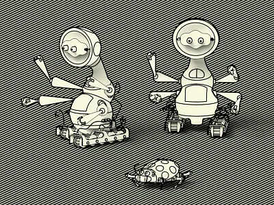 Cartoon Robots 3d bug fantasy illustration imaginary kids robot science fiction technology toy