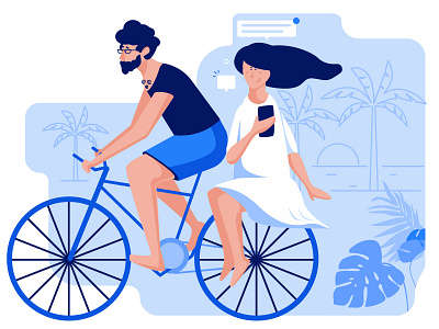 Bike walking bike couple man summer vibes walking woman