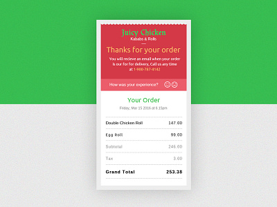 #DailyUI 17 Email Receipt bill daily ui email receipt interaction design modal modal box receipt restaurant receipt ui uiux ux visual design