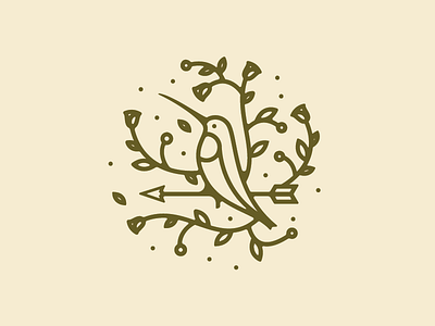 Humming Birdy arrow bird flowers humming line logo