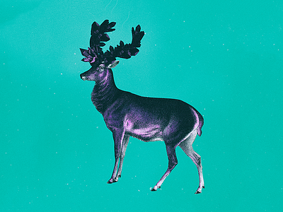 REINDEER #3 animal art blur collage composition crystals diamond illustration purple