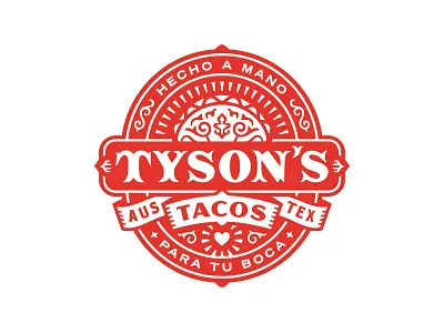 Tyson's Tacos Logo austin branding filigree food identity logo restaurant seal tacos texas