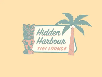 Hidden Harbour Signage 50s color font island mid century palm tree pastel retro tiki tropical type