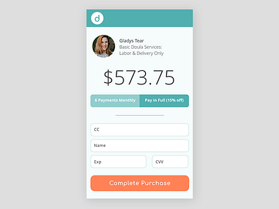 Daily002: Checkout dailyui dailyui002 doula mobile uidesign