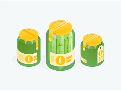 Uncle Jeff's Artisanal Pickles artisanal digital illustration gradient isometric marketplace packaging pickles