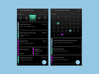 Chef's scheduling app app calendar chef dark ui gradient schedule ui