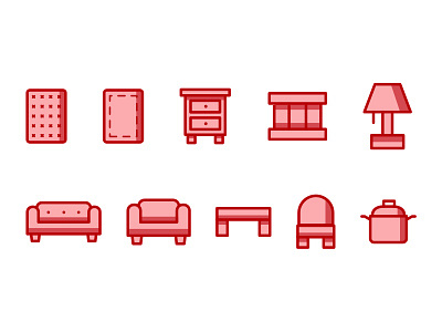 Furniture Bank Of Ohio Need Furniture Page Icons design furniture graphic design graphics icon set icons illustrations marketing red secondary set