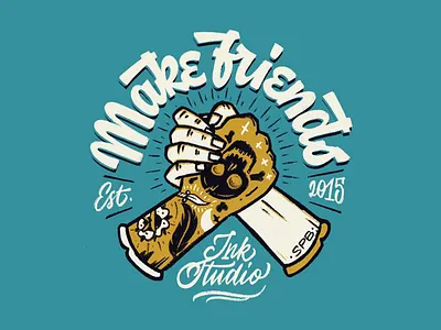 Make Friends Tattoo custom customtype handlettering hands lettering logo logotype tattoo typemate