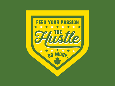 The Hustle badge brand canada edmonton graphic hustle logo script