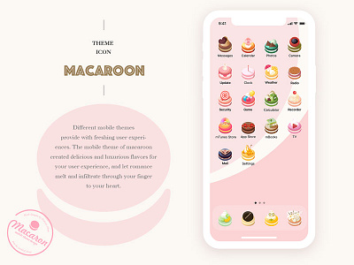 Macaroon Mobile Theme_hd dessert food icon iphone x macaroon mobile pink principle sweet theme ui