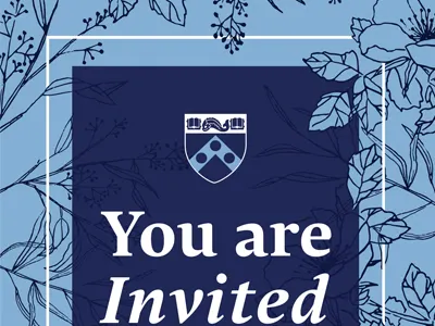 Invitation Snippet blue design drawing floral invitation spring upenn