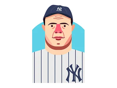 Babe Ruth | Famous Baseball Players art baseball character design digital dribbble flat illustration invites retro texture vector