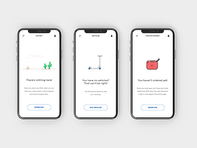 Empty States - RefillFuel automotive clean delivery empty gas illustration mobile state ui ux website