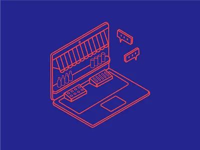 Online Store boutique isometric laptop market online outline shop store