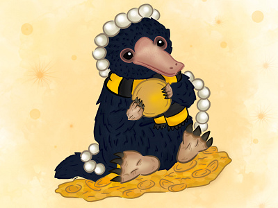 Niffler art beast character design creature cute drawing fantastic beasts harry potter illustration magic photoshop spells