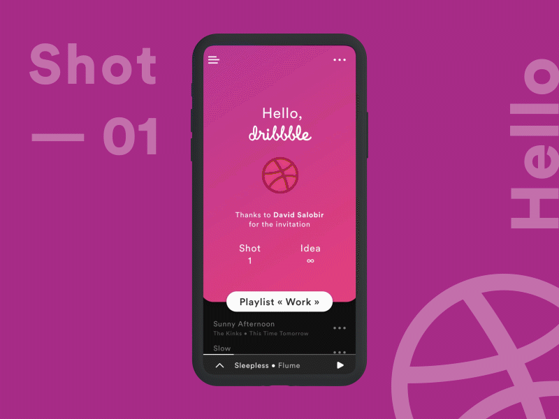 Hello Dribbble ! Let's rock ! first shot gif hello dribbble interface music ui ux ux samurai