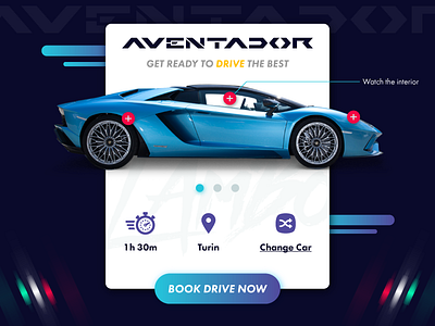 Lamborghini Aventador car drive ecommerce italian lamborghini made in italy supercar ui ui card user interface