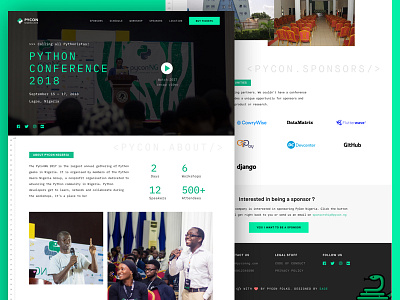 Pycon UI Design conference homepage landing page pycon ui ui design ux web design